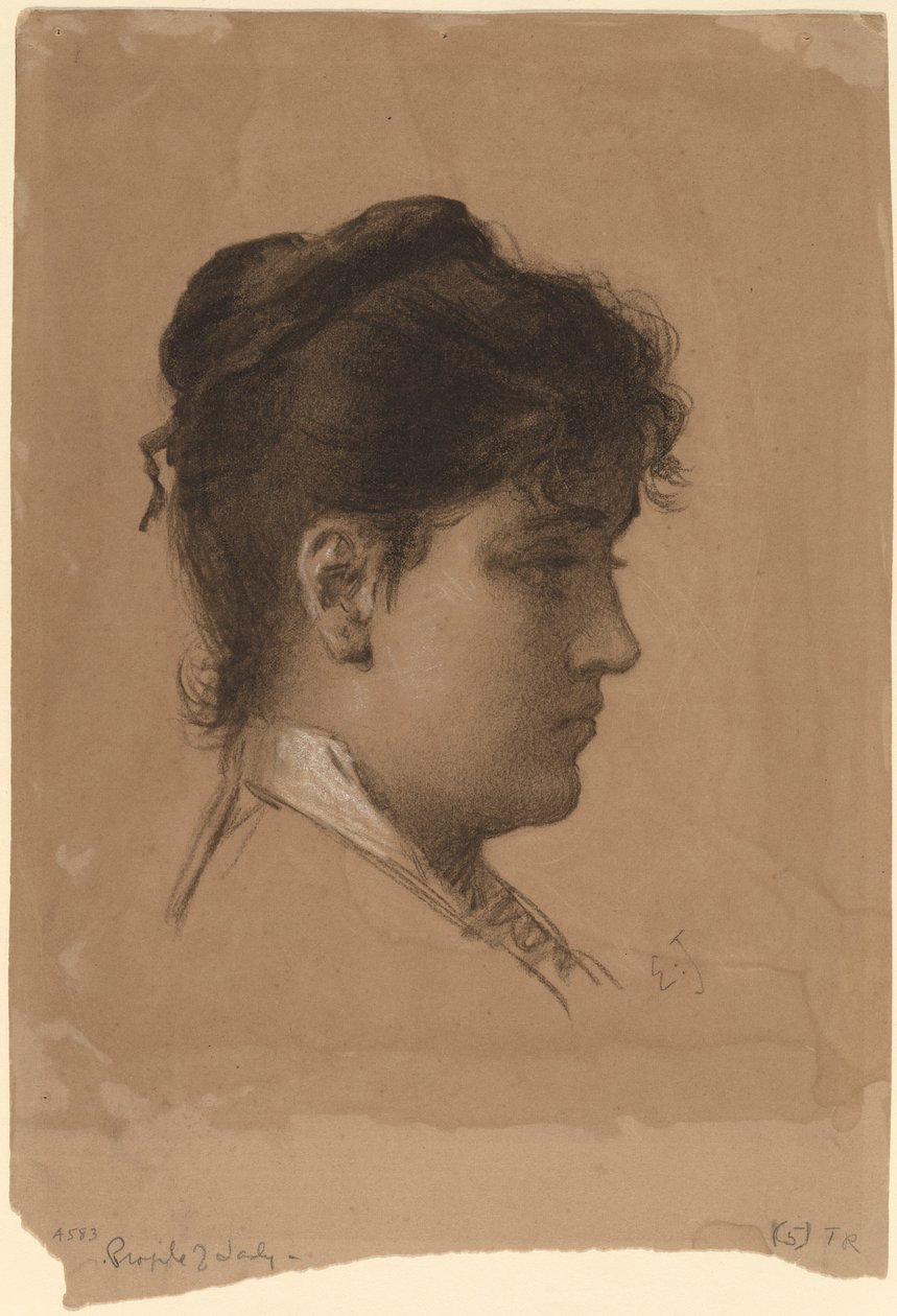 Testa di una Giovane Donna da Eastman Johnson