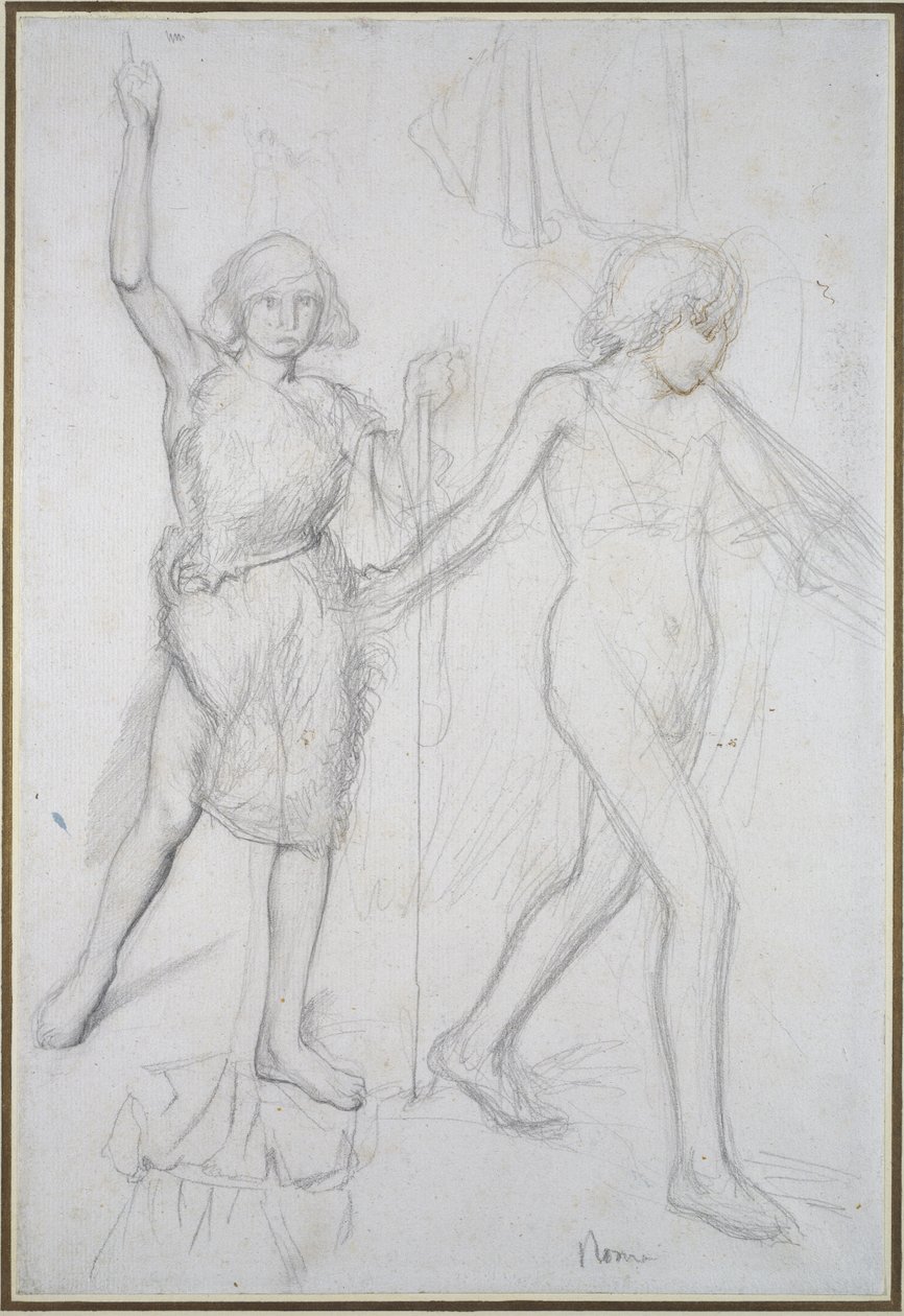San Giovanni Battista con un angelo che cammina davanti a lui, a destra da Edgar Degas