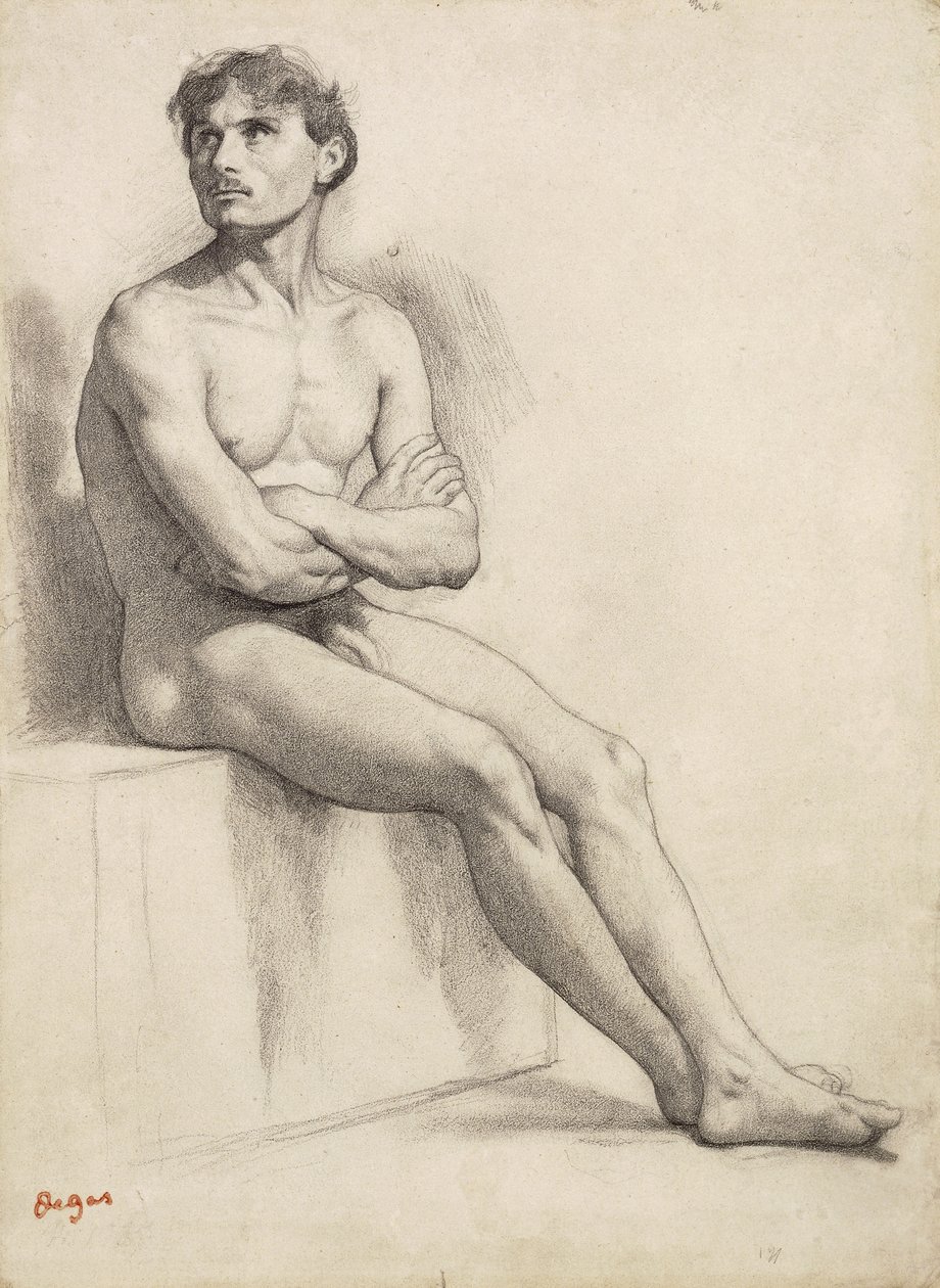 Uomo seduto, studio di nudo, 1858 da Edgar Degas
