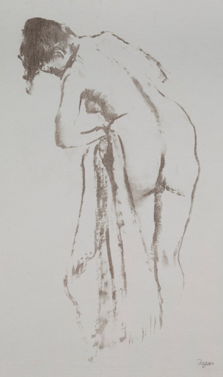 Donna nuda con asciugamano, in piedi, 1891-92 da Edgar Degas