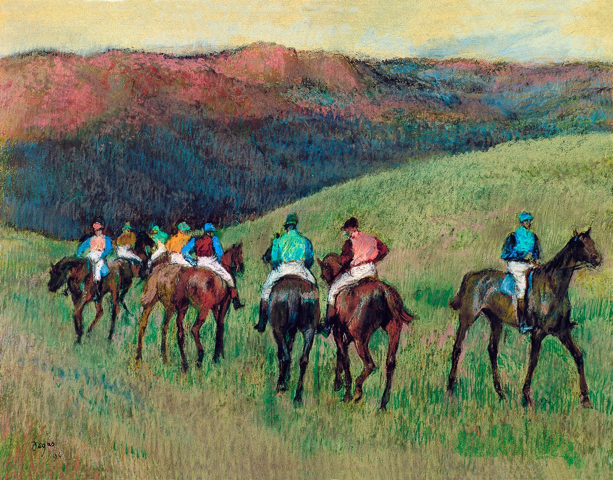 Cavalli da corsa in un paesaggio da Edgar Degas