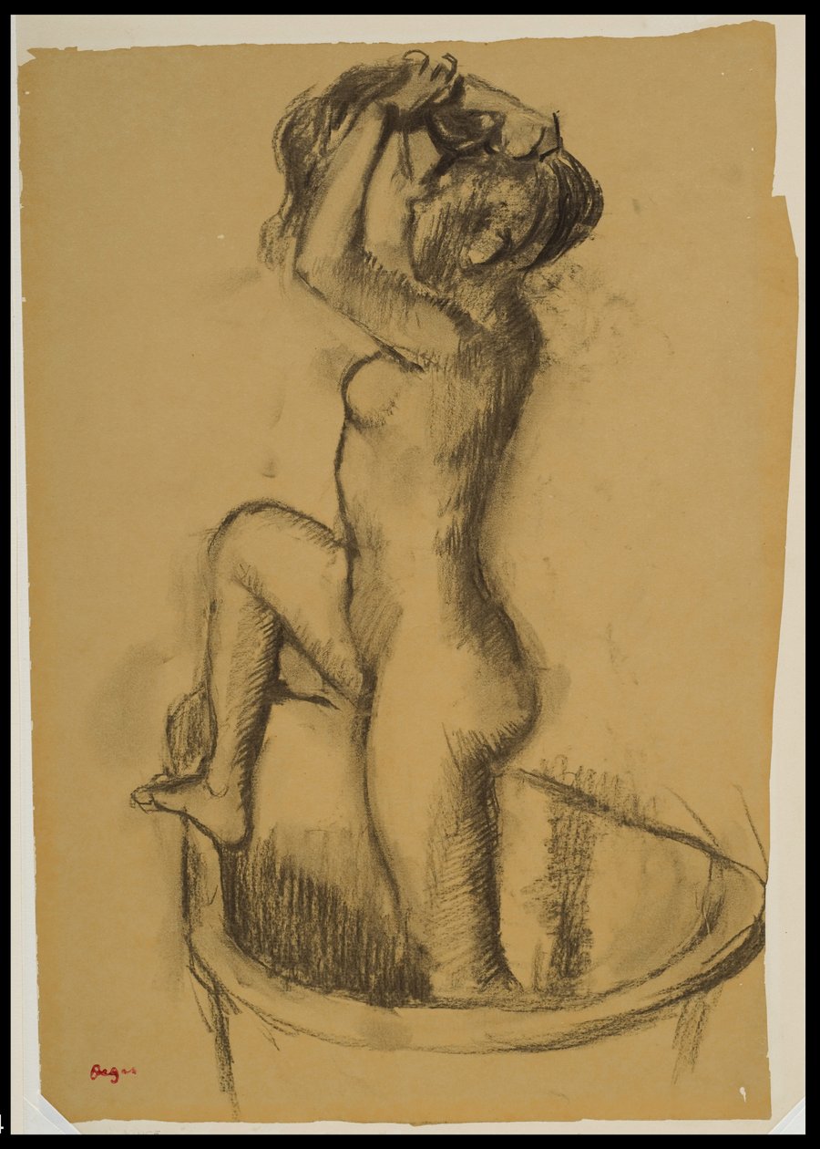 Donna in Piedi in una Vasca da Bagno da Edgar Degas