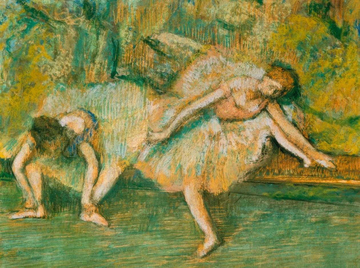 Due ballerine su una panchina da Edgar Degas