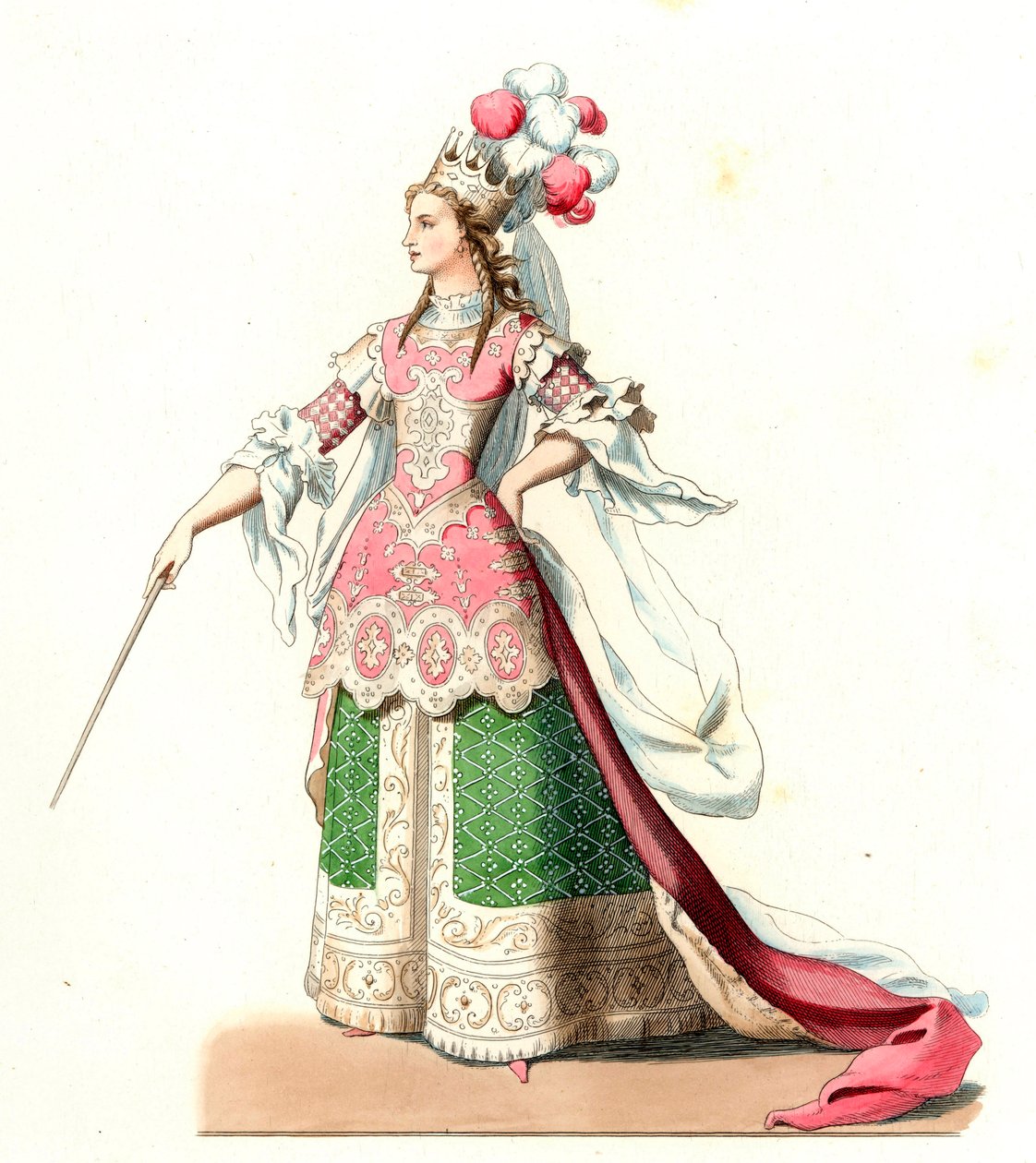 Donna francese in costume da ballo da Edmond Lechevallier Chevignard