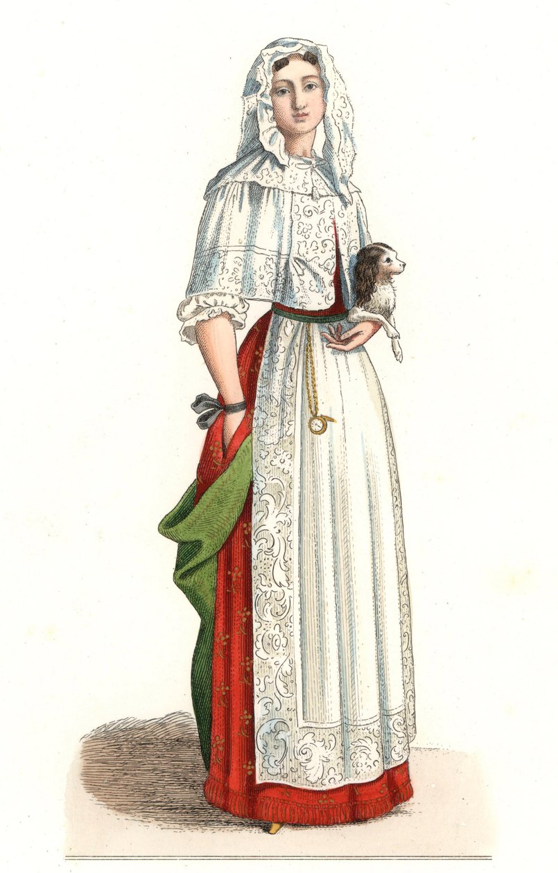 Donna francese in abito da mattina da Edmond Lechevallier Chevignard