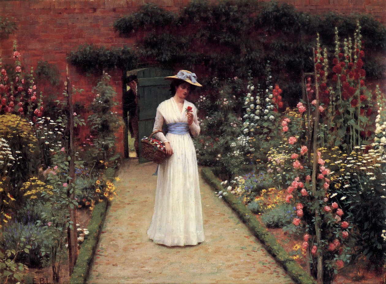 Signora in un giardino da Edmund Leighton