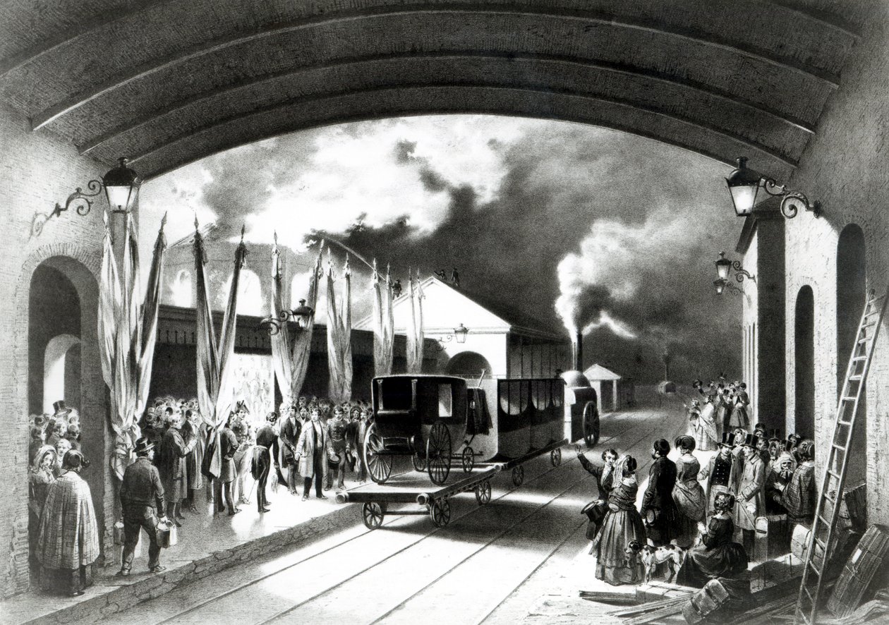 Re Luigi Filippo di Francia in partenza dalla stazione di New Cross, Deptford, 1844 da Edouard Pingret