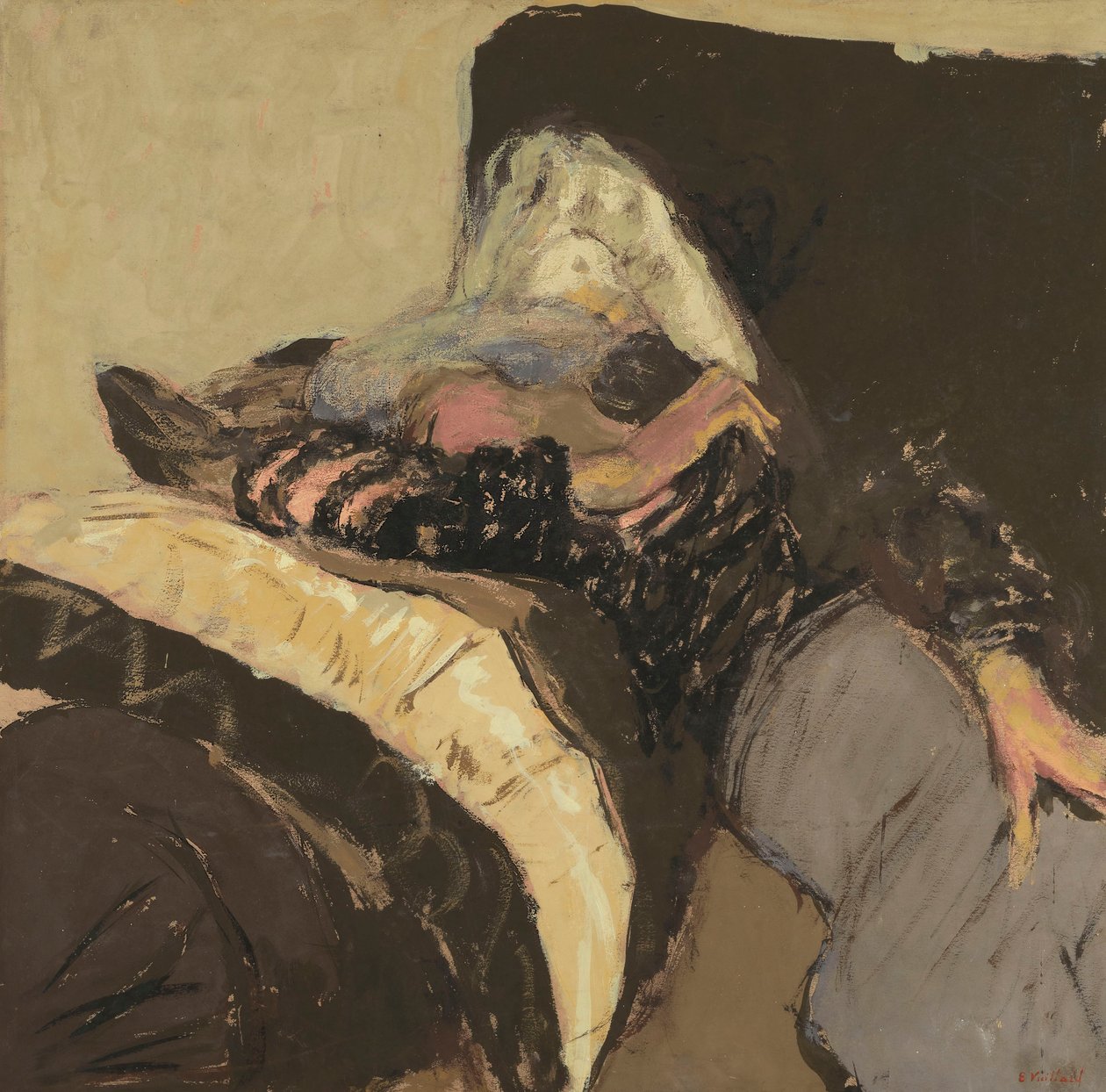 Lucy Hessel dormiente su un divano da Edouard Vuillard