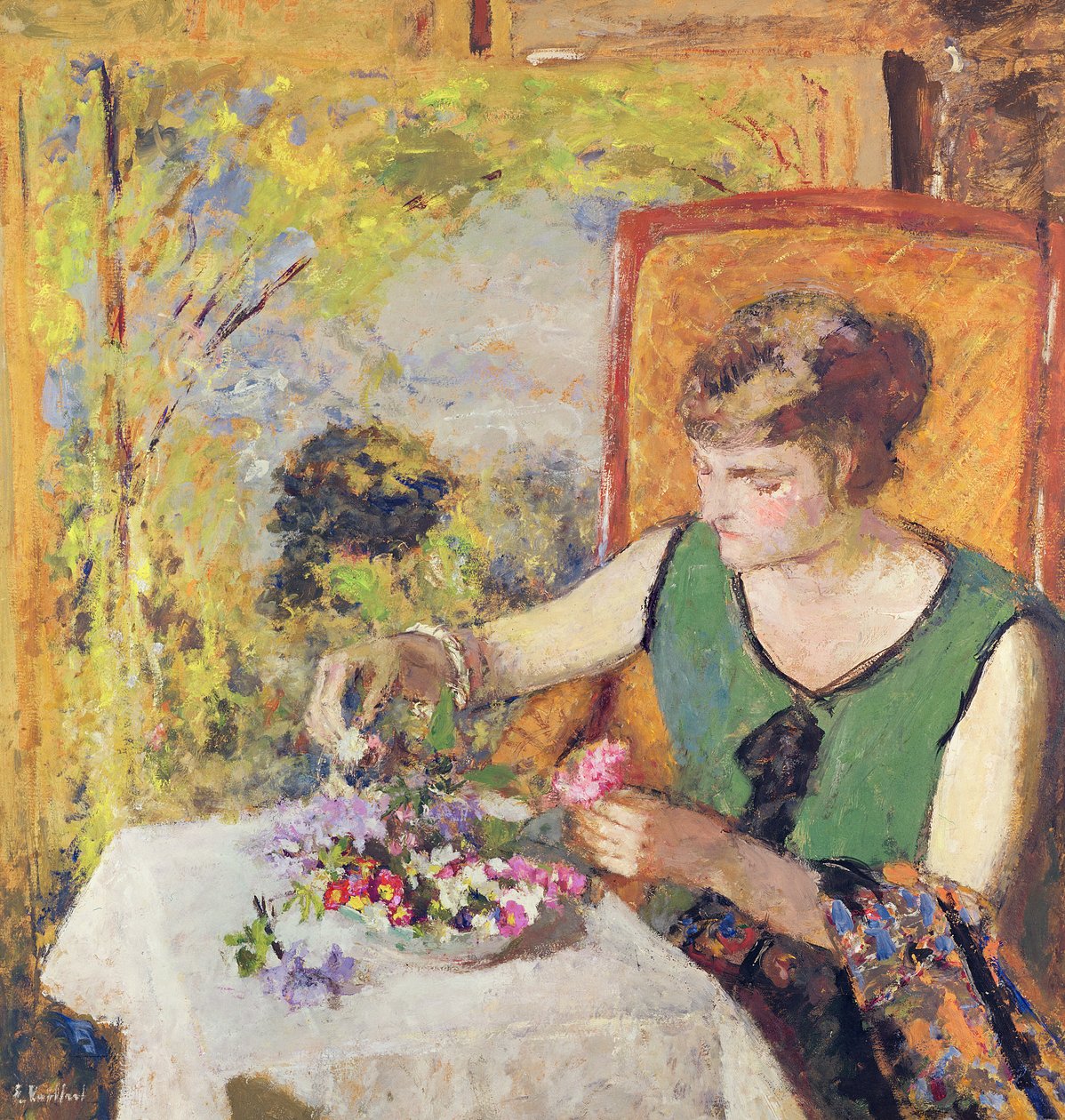 Donna con un mazzo di fiori, 1925 da Edouard Vuillard