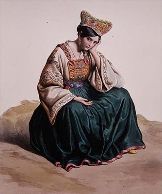 Giovane ragazza in abito calabrese da Edouard (after) Pingret