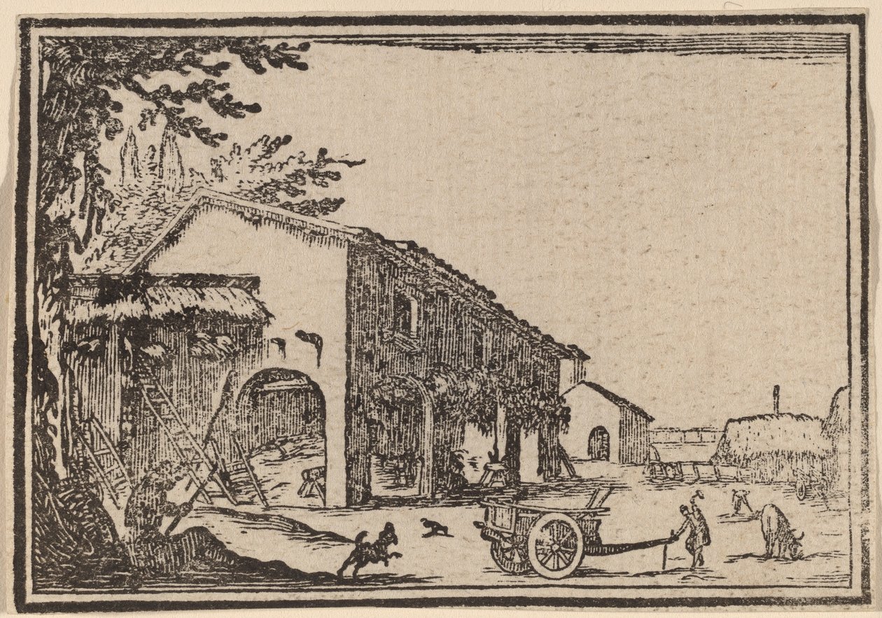 Cortile di una fattoria da Edouard Eckman after Jacques Callot