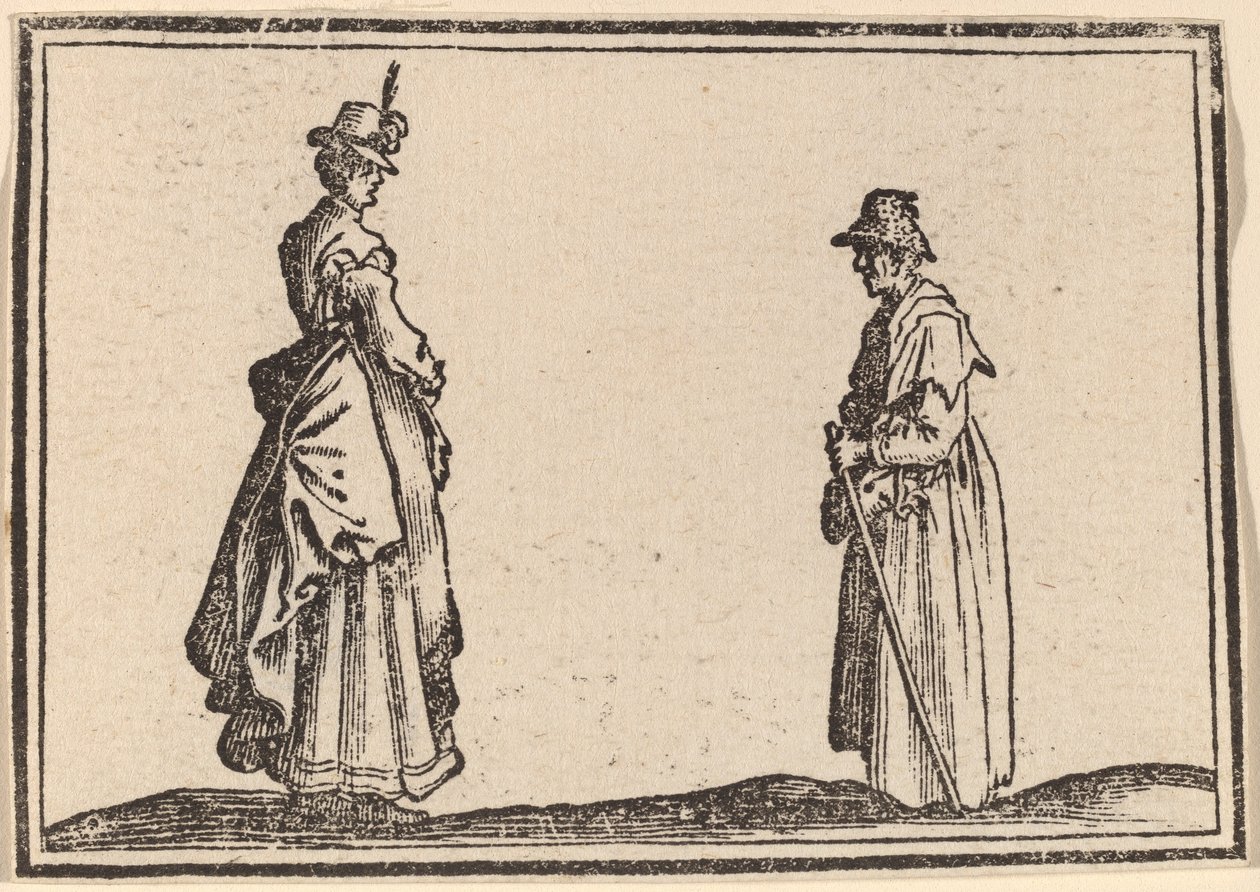 Due donne di profilo da Edouard Eckman after Jacques Callot