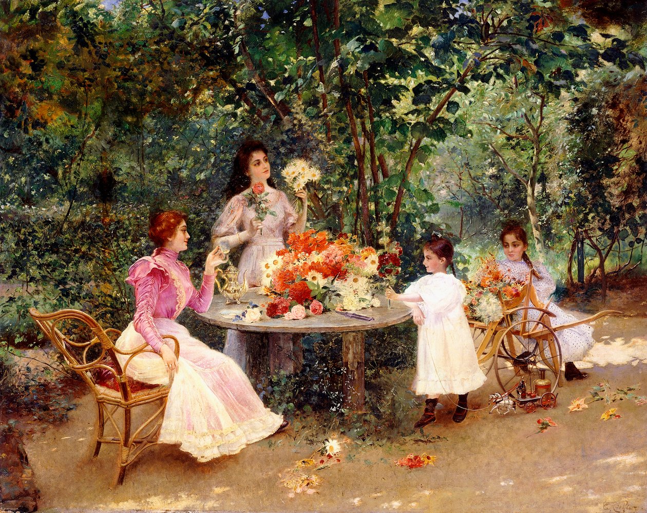 Ora del tè in giardino da Edouard Frederic Wilhelm Richter