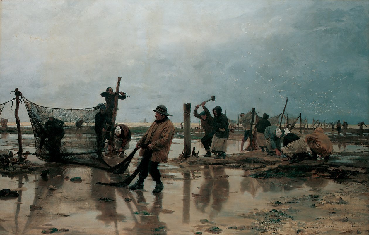 Fissando le reti, 1885 da Edouard Joseph Dantan