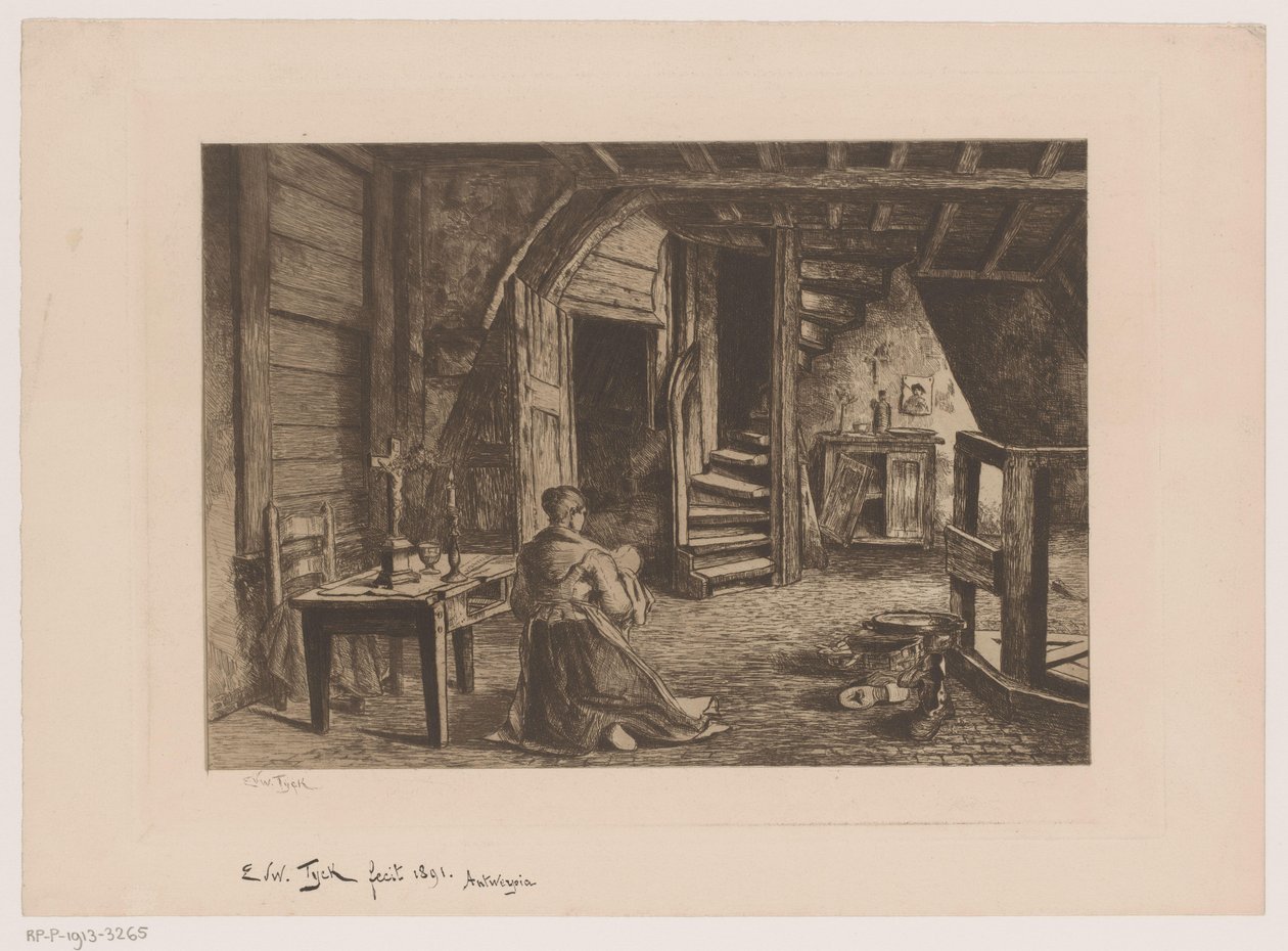 Interno di una soffitta da Edouard Tyck (signed by artist)