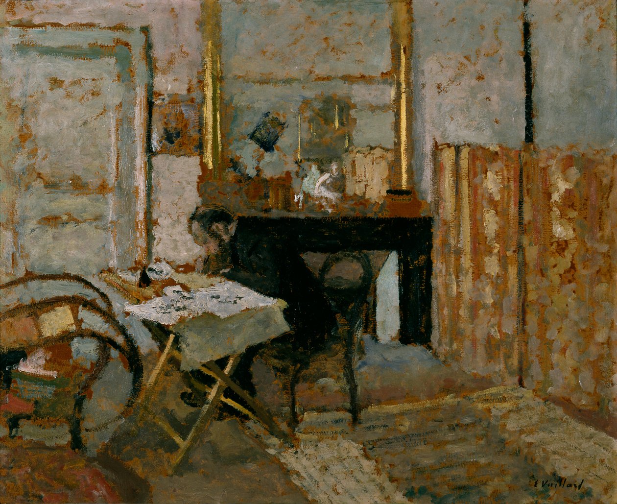 K.X. Roussel in lettura, 1904 circa (olio su cartone) da Edouard Vuillard
