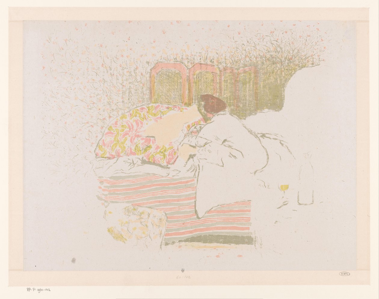 Donna con bambino a letto da Edouard Vuillard