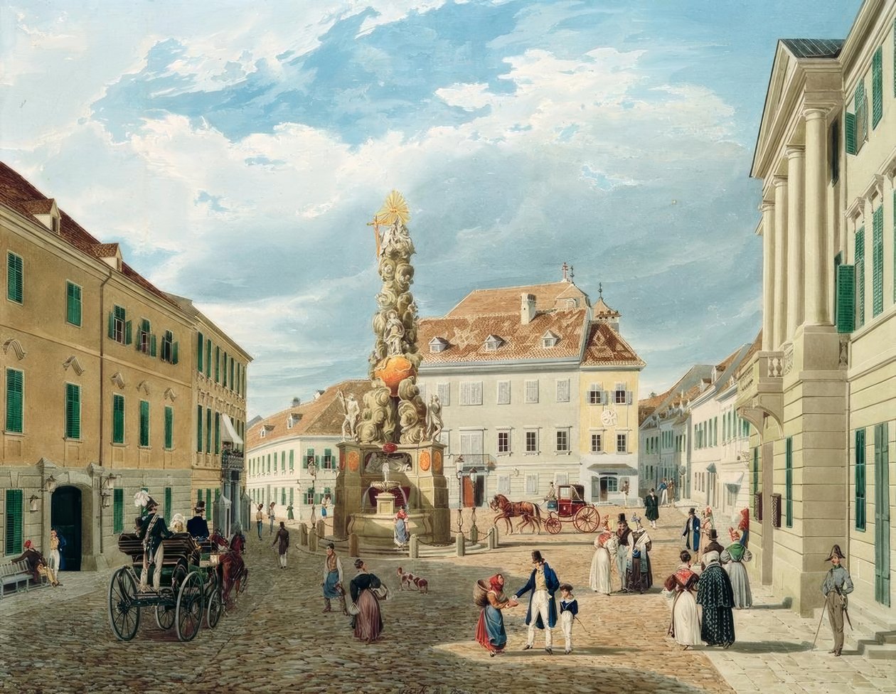 La casa imperiale con la fontana di Ferdinando a Baden vicino a Vienna da Eduard Gurk