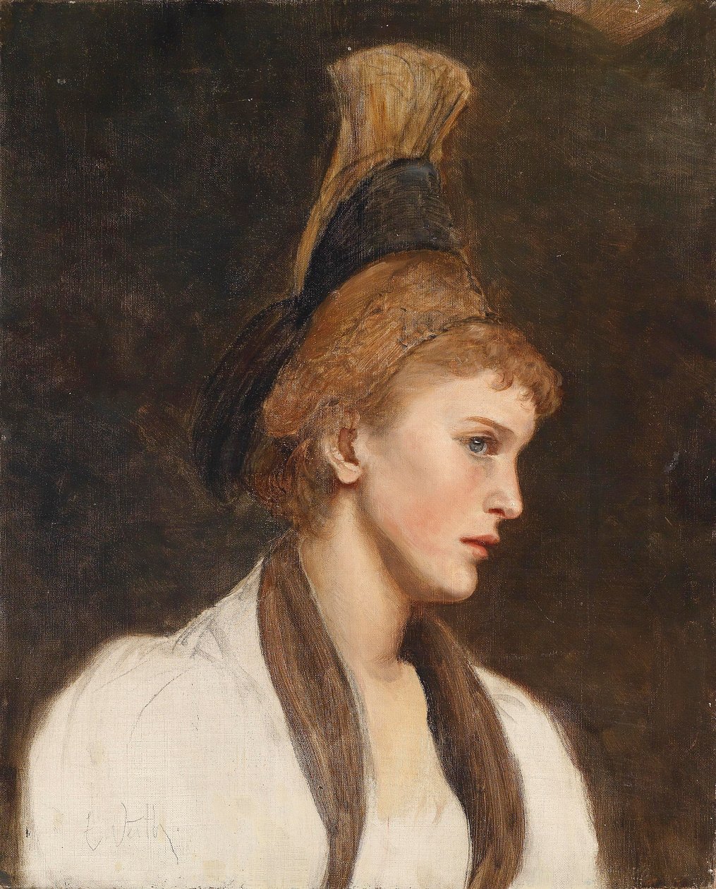 Donna di profilo con cappello d