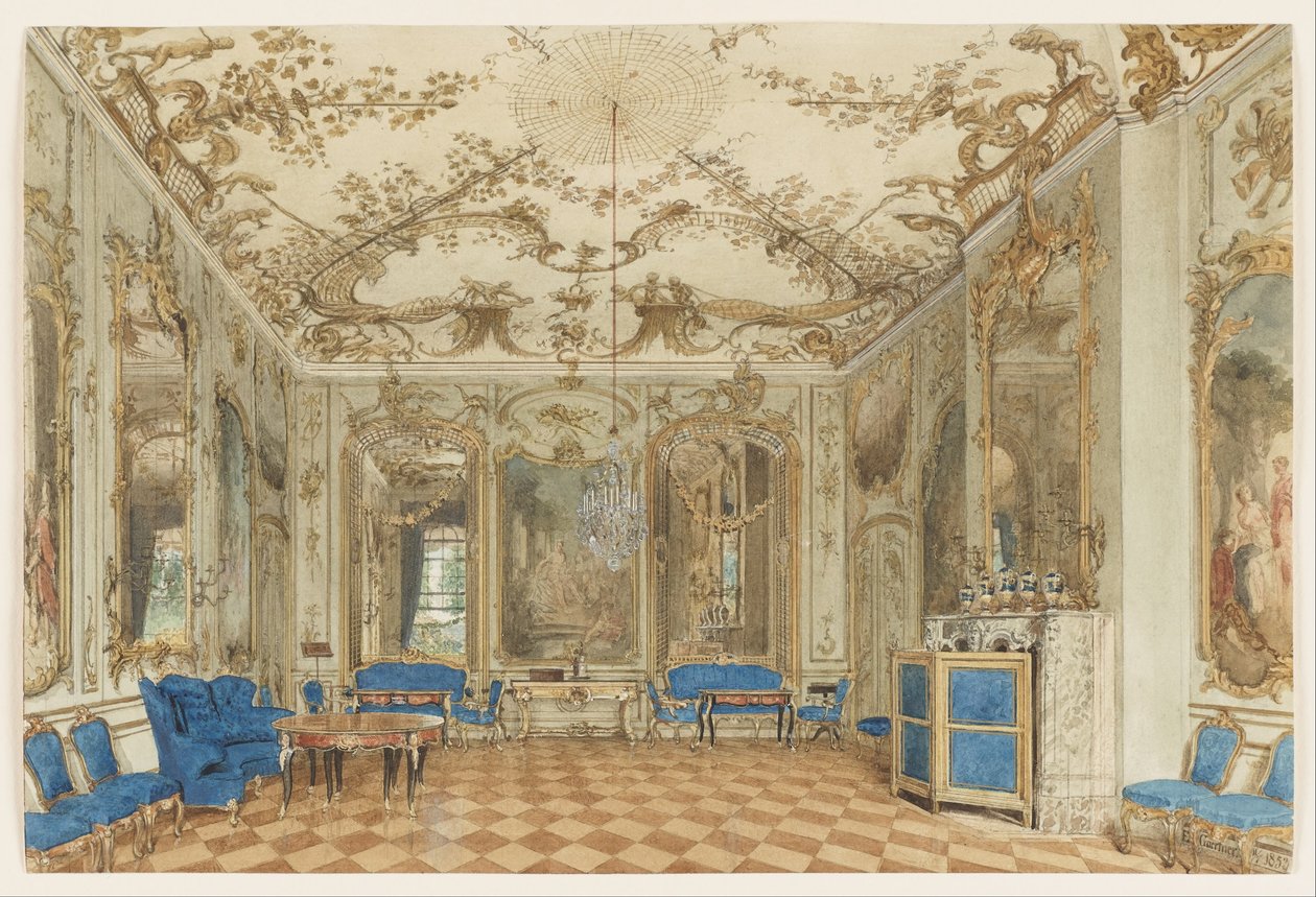 Sala da concerto del Palazzo Sanssouci, Potsdam, Germania da Eduard Gaertner