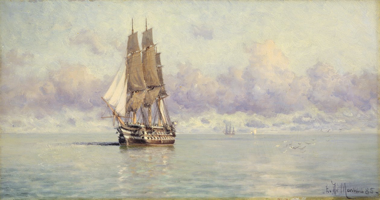 Una nave da guerra calma, 1885 da Eduardo de Martino