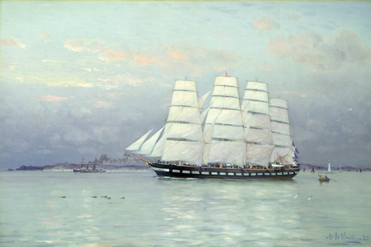 Una nave in partenza a vele spiegate, 1882 da Eduardo de Martino