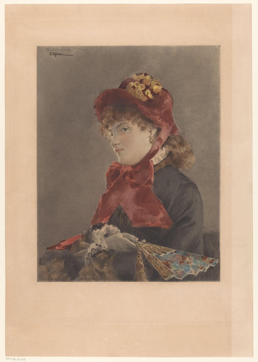 Giovane donna con ventaglio da Eduardo Tofano