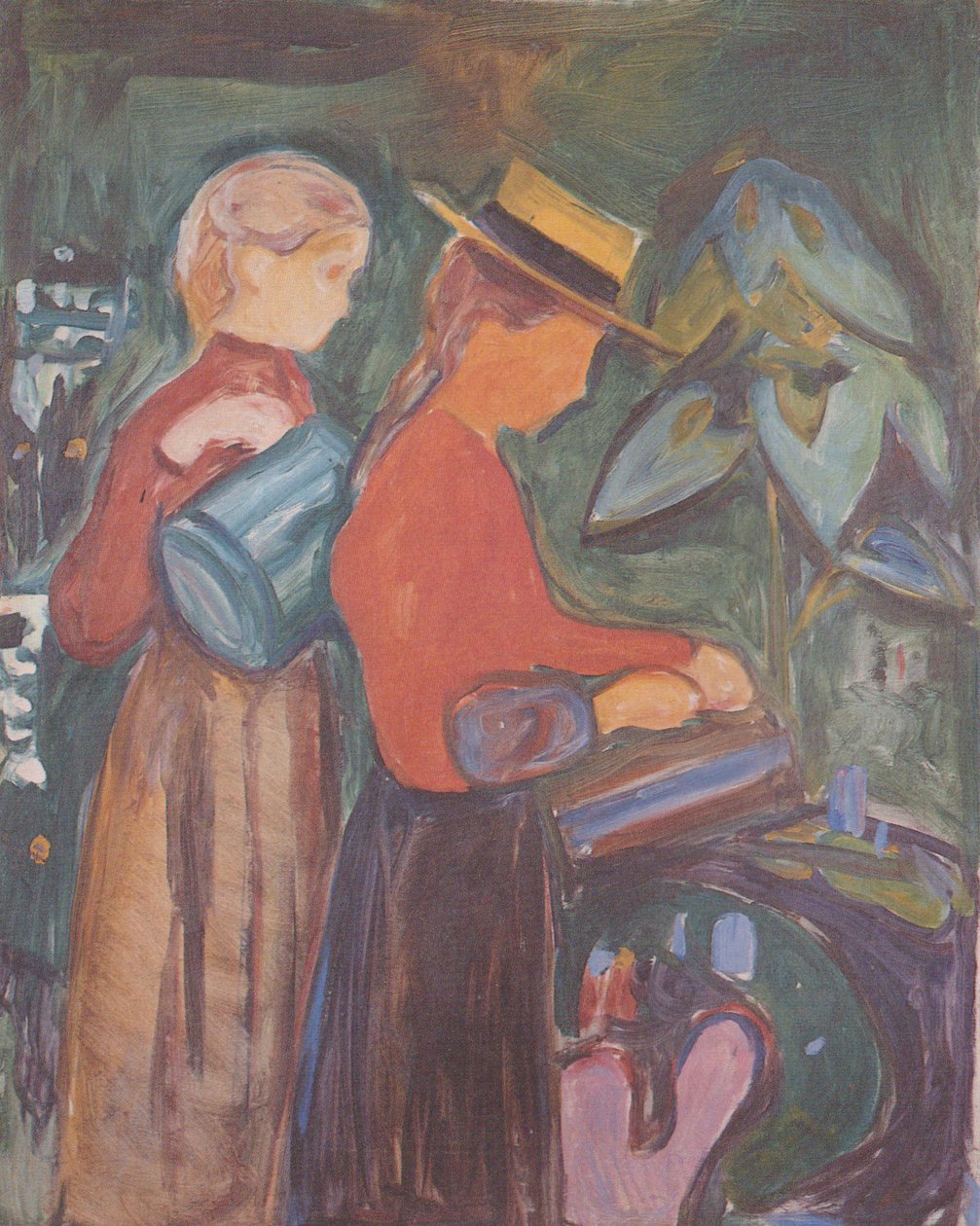 Ragazza che annaffia i fiori da Edvard Munch