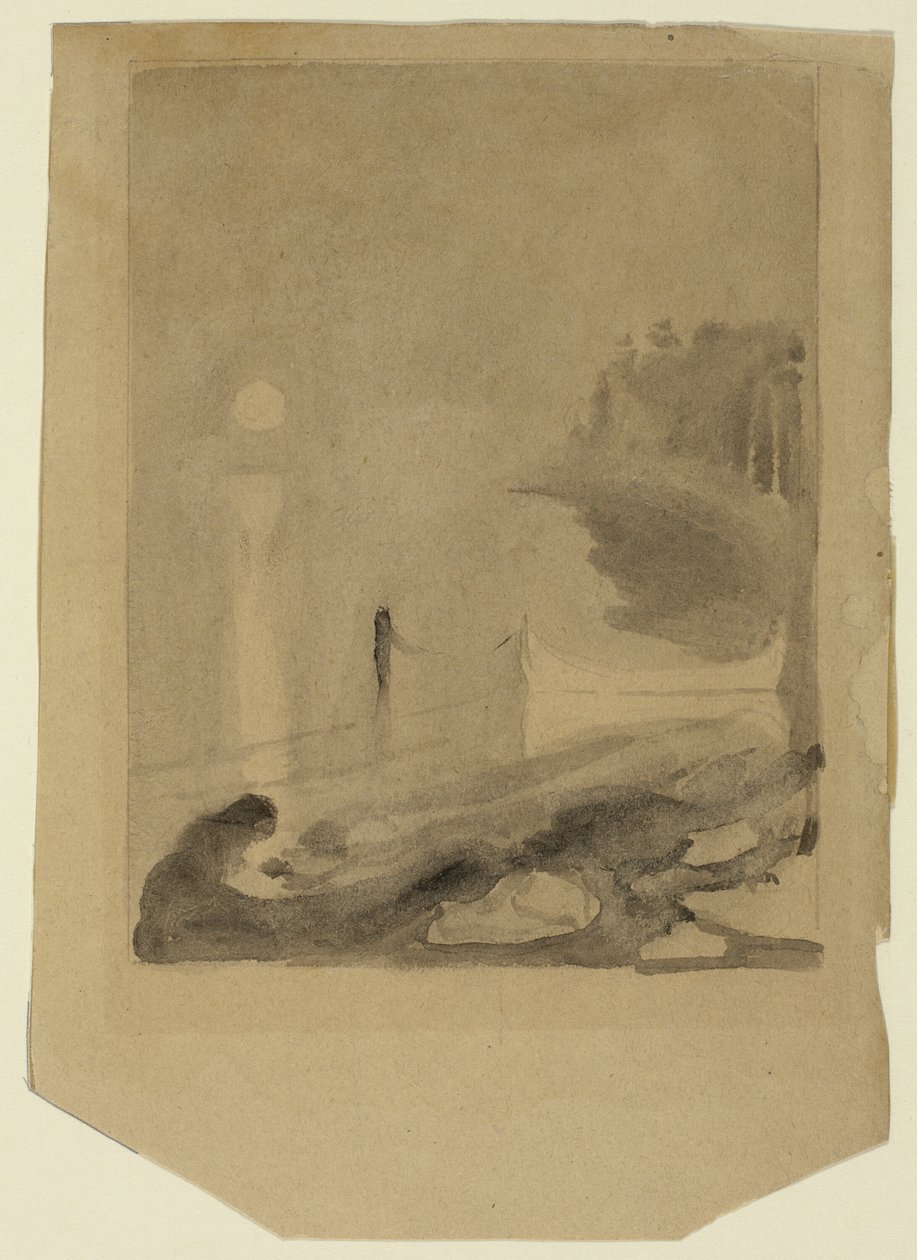 Una barca legata a un molo da Edvard Munch
