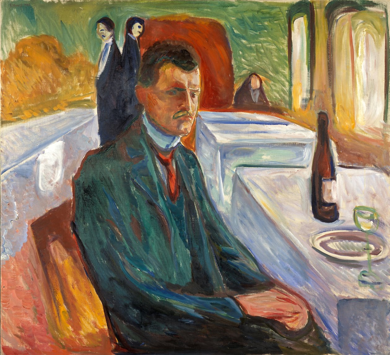 Autoritratto con una Bottiglia di Vino da Edvard Munch