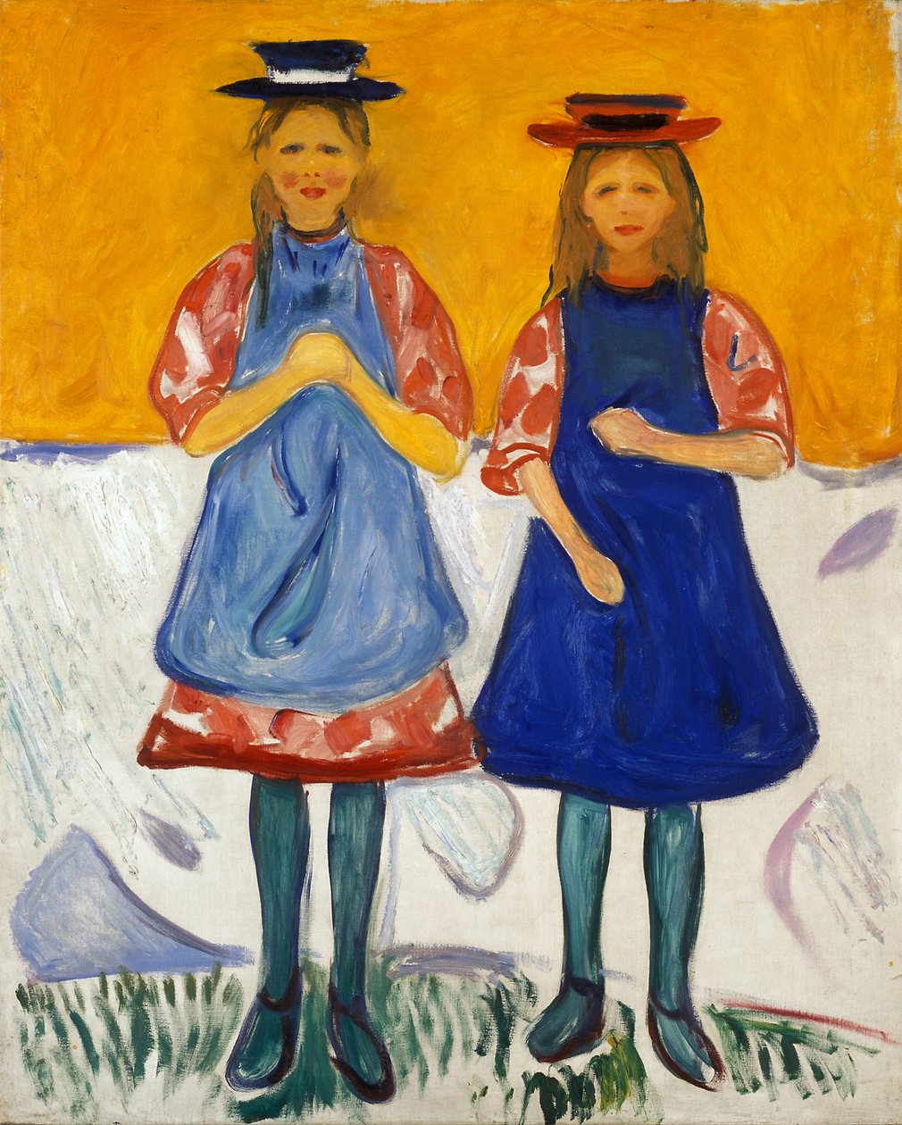 Due bambine con grembiuli blu da Edvard Munch