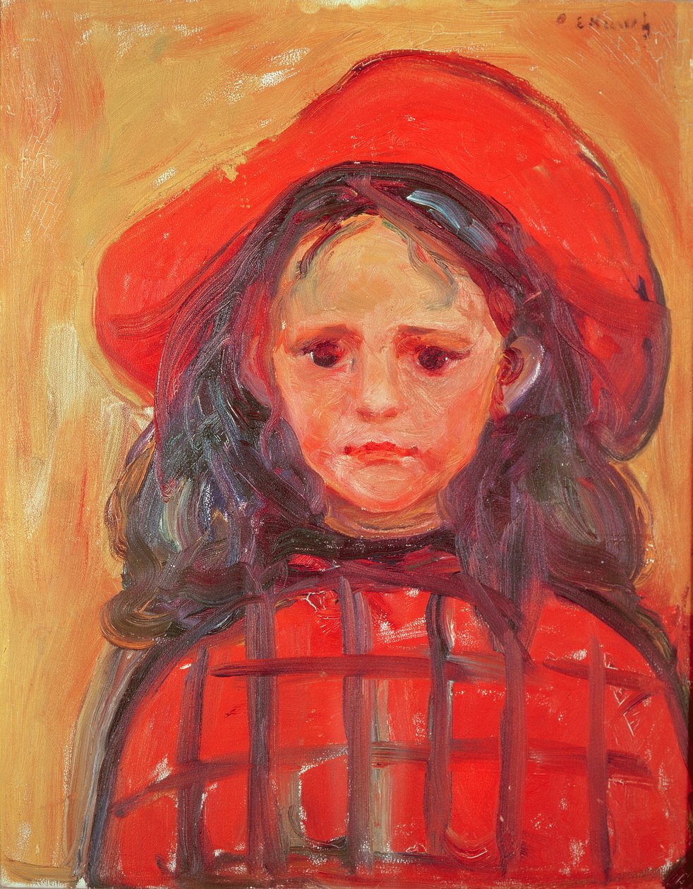 Giovane ragazza con cappello rosso da Edvard Munch