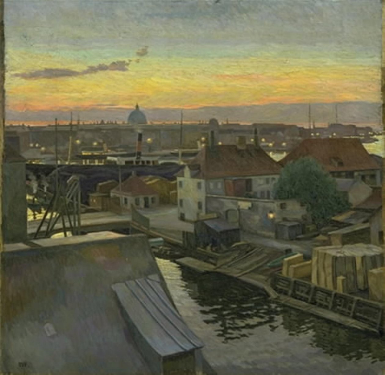 Vista su Wilders Plads a Christianshavn. Sera da Edvard Weie