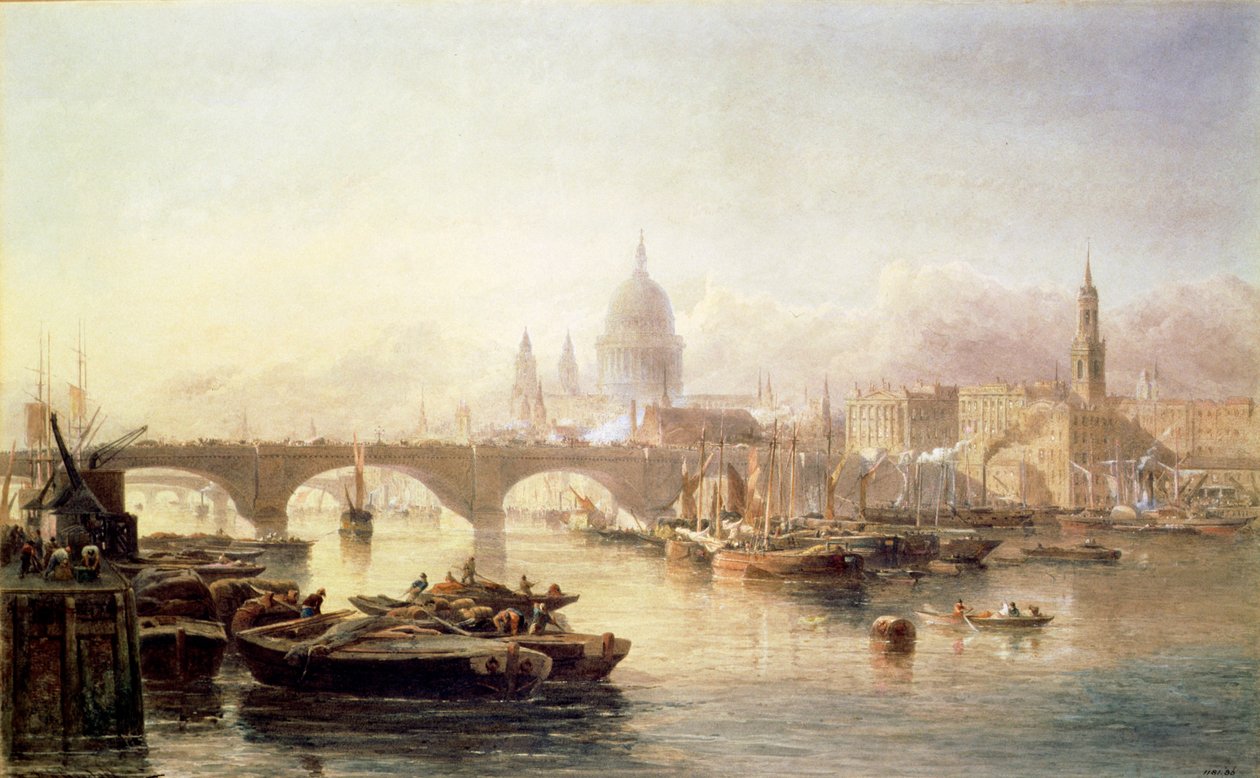 Cattedrale di San Paolo e Ponte di Londra, XIX secolo da Edward Angelo Goodall