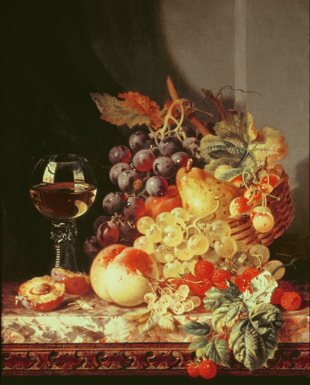 Natura morta con uva e vino da Edward Ladell