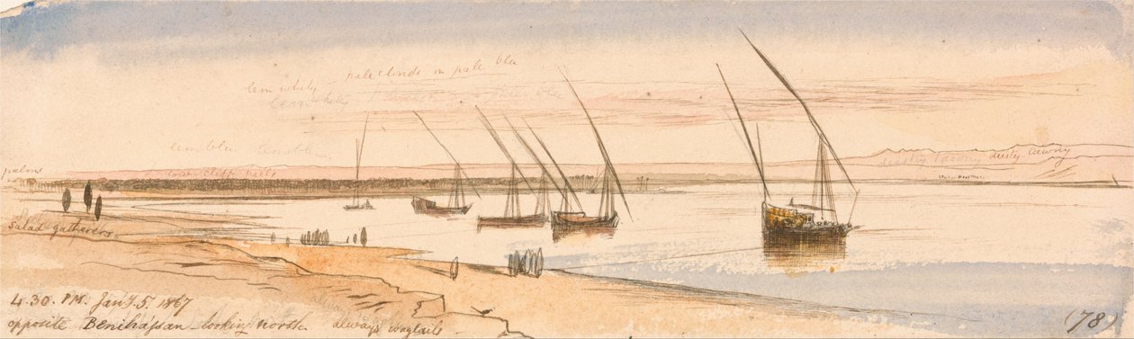 Di fronte a Beni Hassan, guardando a nord da Edward Lear