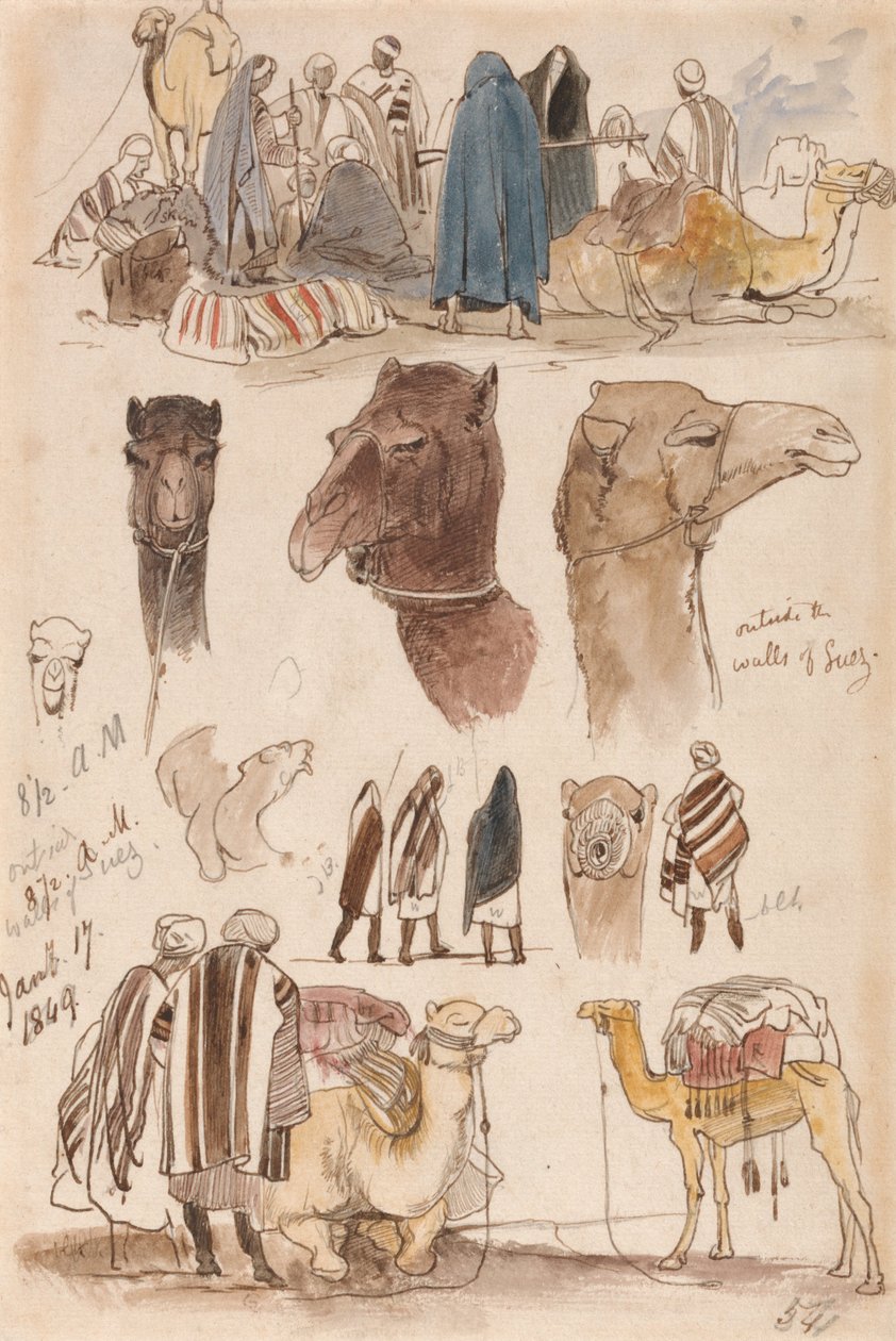 Fuori dalle mura di Suez, 8-30 am, 17 gennaio 1849 (54) da Edward Lear