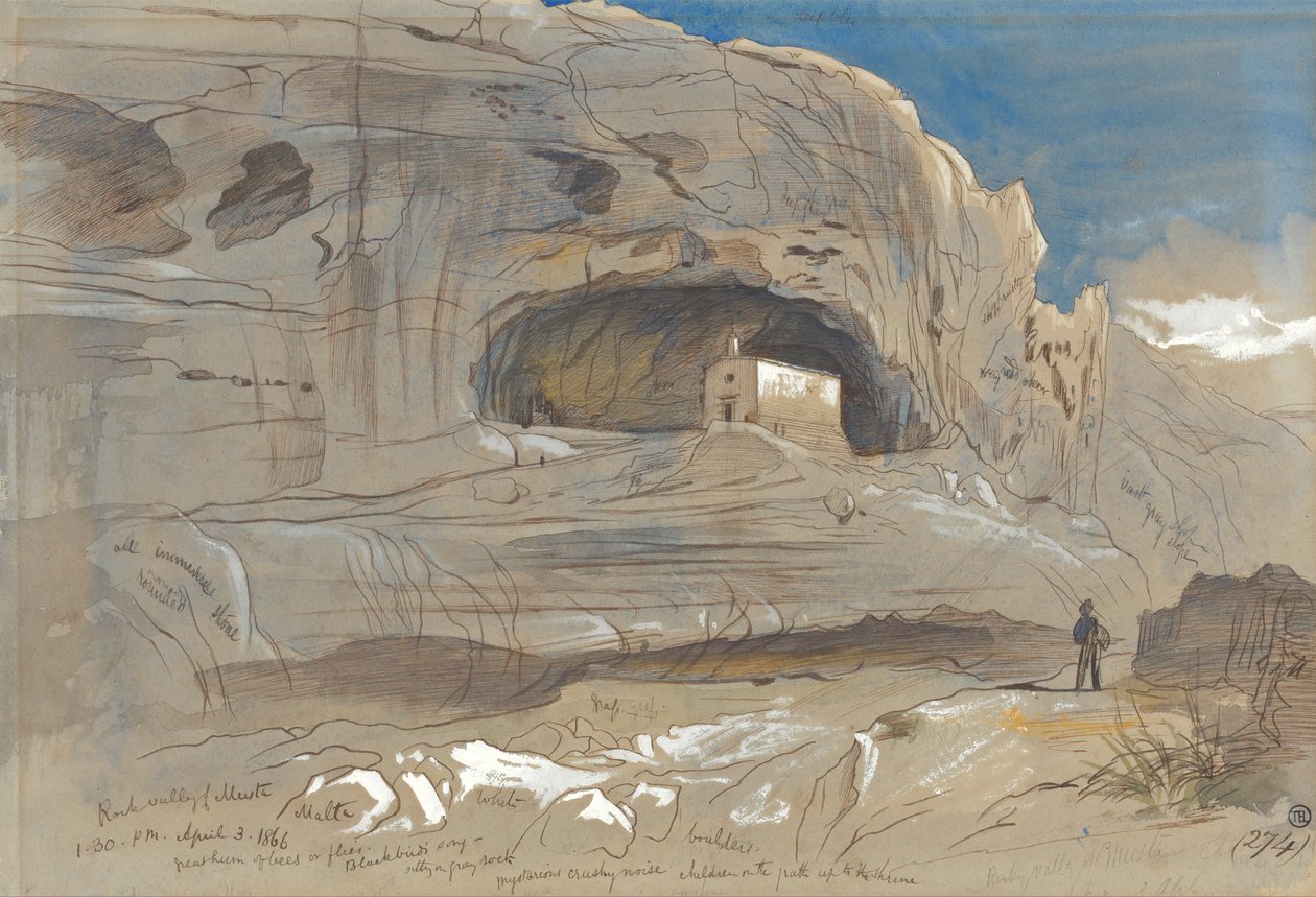Valle rocciosa di Mosta, Malta, 1:30 pm (3 aprile 1866) da Edward Lear