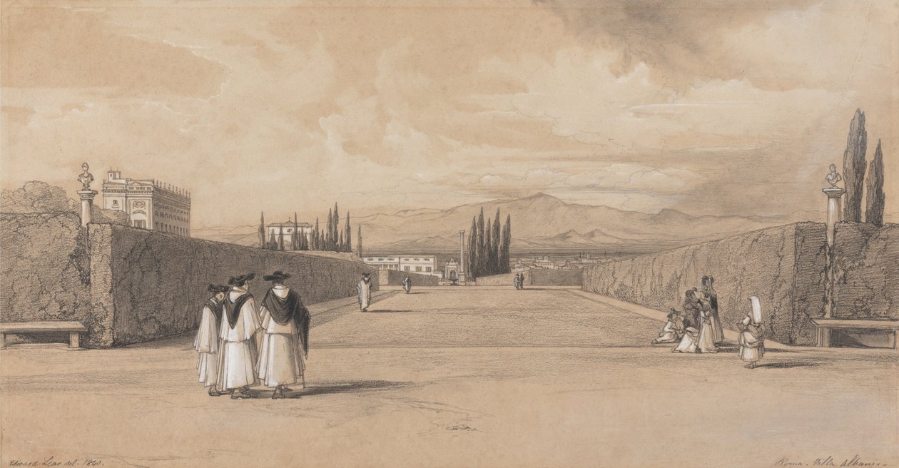 I giardini della Villa Albani da Edward Lear
