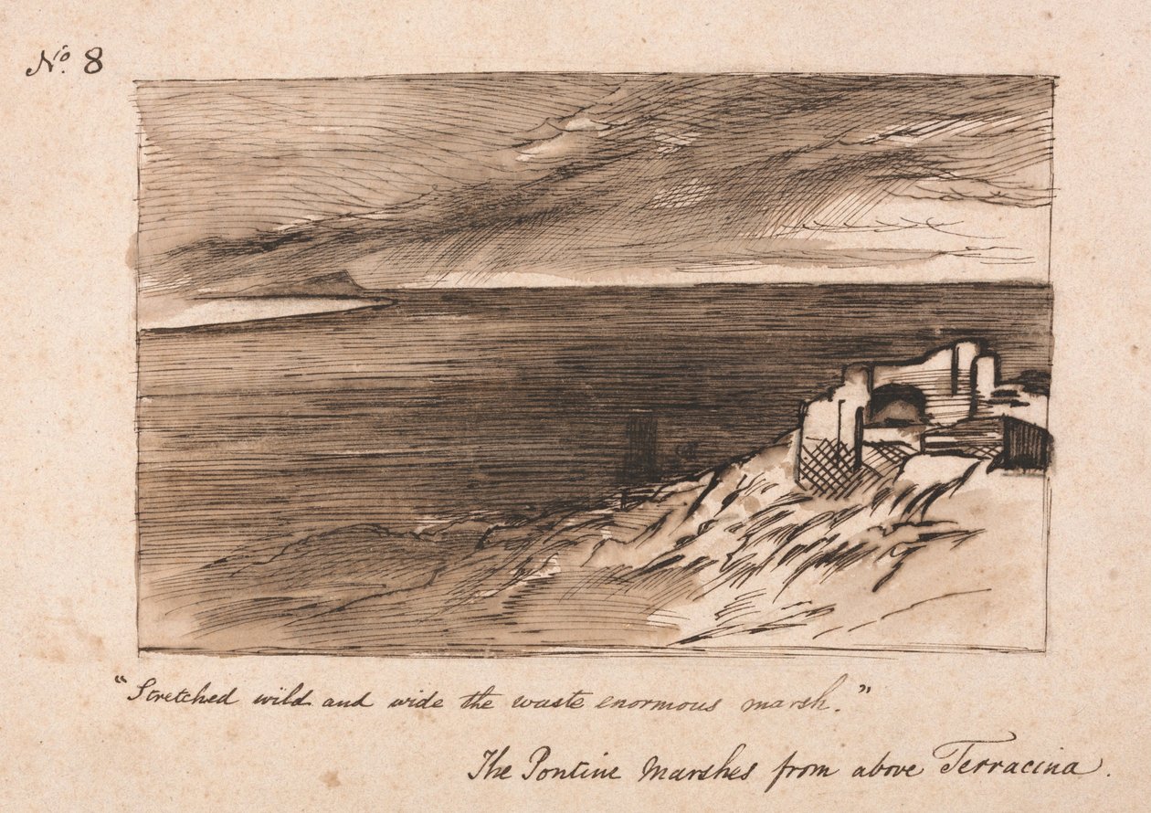 Le paludi pontine sopra Terracina da Edward Lear