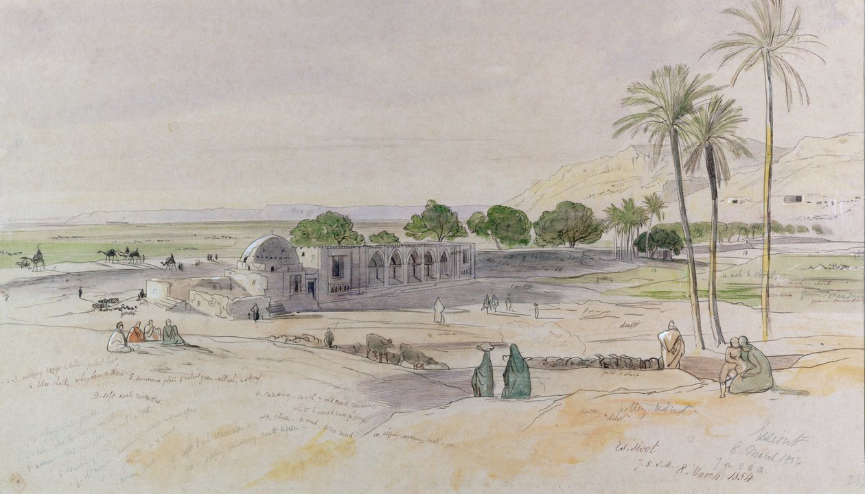 Il Wadi, Es-Sioot, Egitto, 1854 da Edward Lear