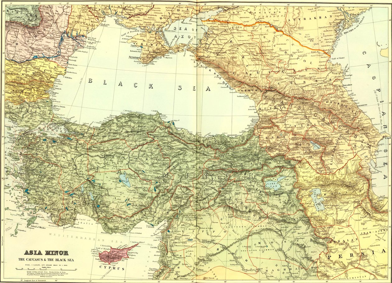 Asia Minore, il Caucaso e il Mar Nero. da Edward Stanford