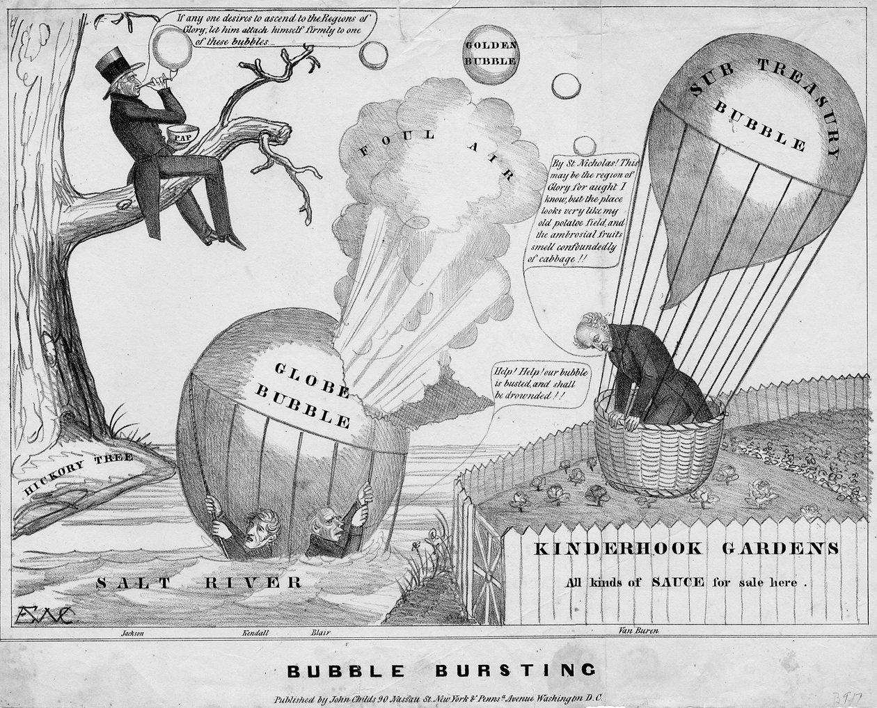 Scoppio della bolla, pubblicato da John Childs, New York e Washington DC, c.1840 da Edward Williams Clay