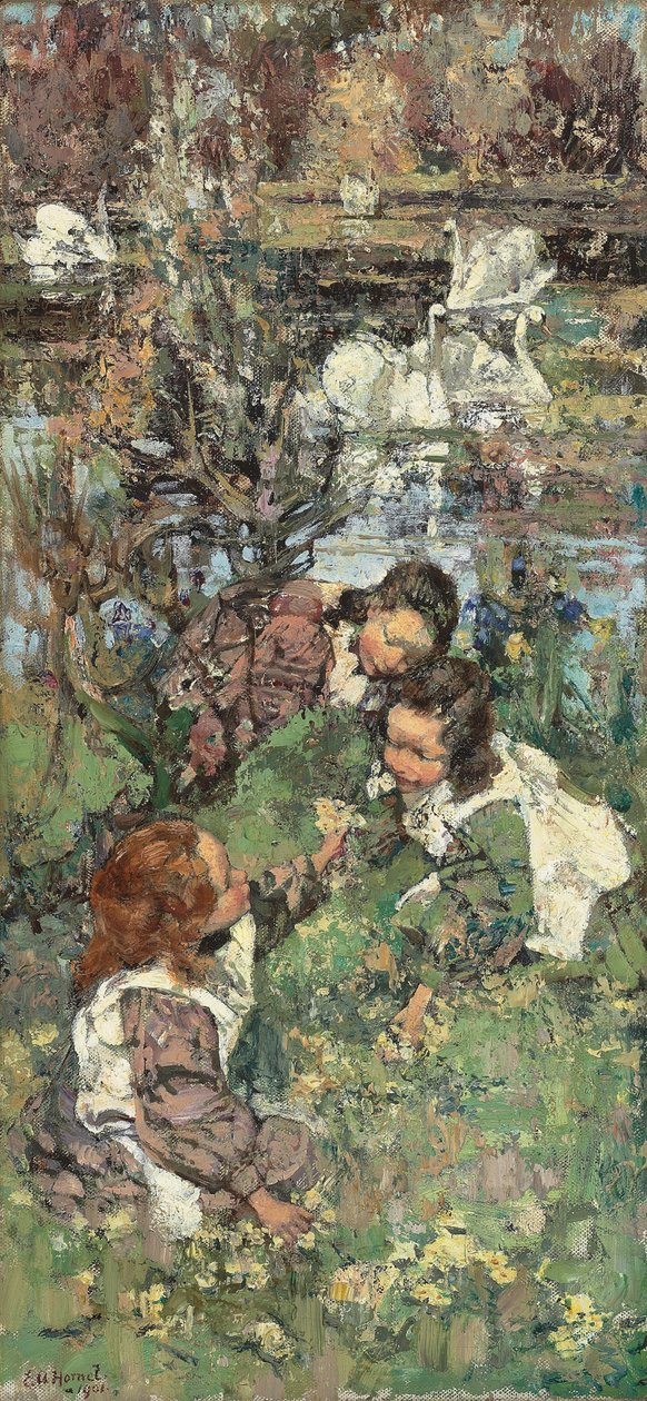 Ragazze e cigni da Edward Atkinson Hornel