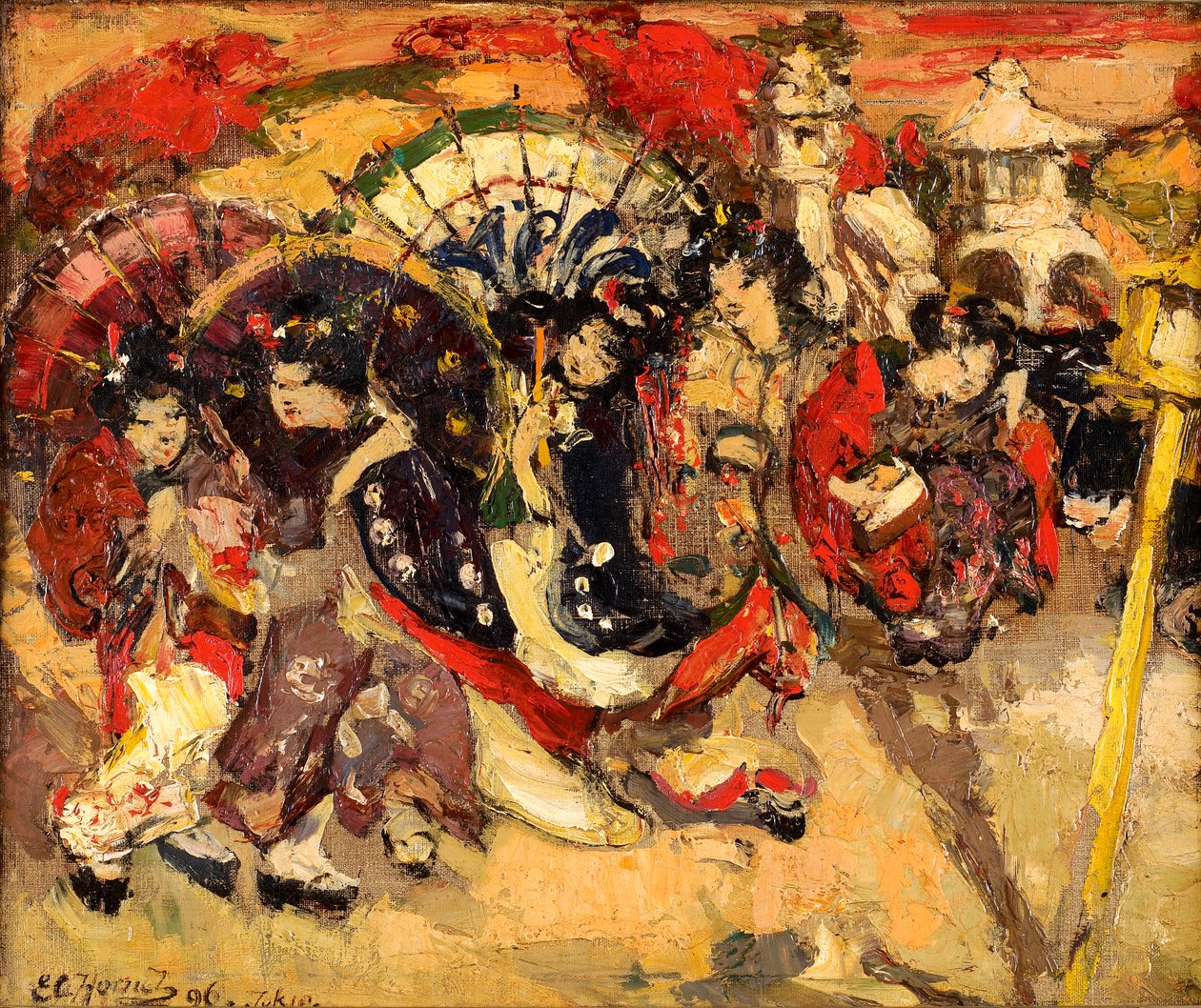 Figure giapponesi in un giardino da Edward Atkinson Hornel