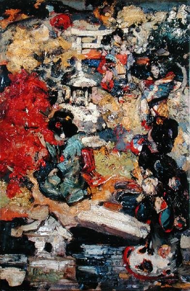 Figure giapponesi in un giardino da Edward Atkinson Hornel