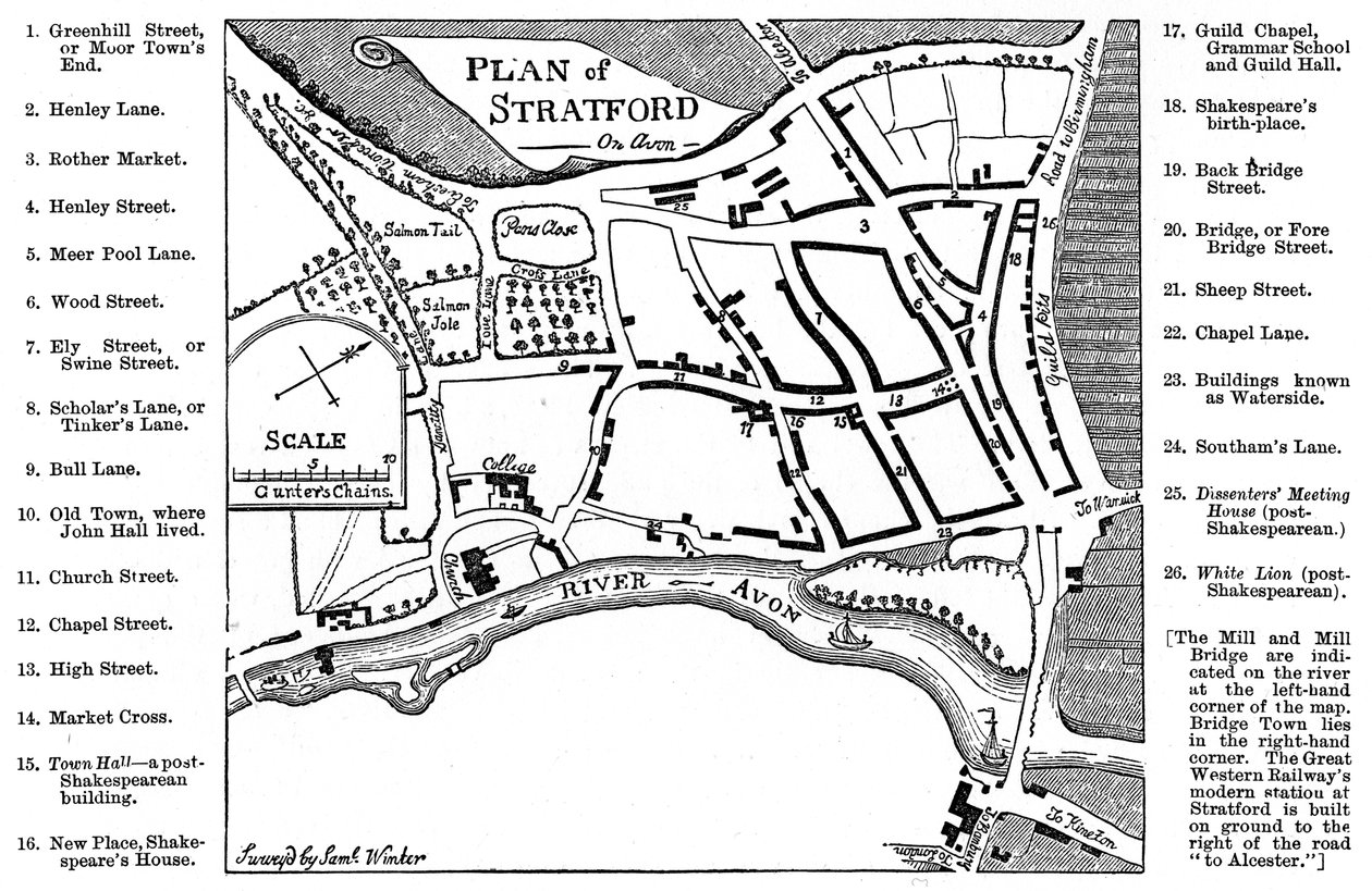 Mappa di Stratford-upon-Avon, Warwickshire, 1759 1885 da Edward Hull