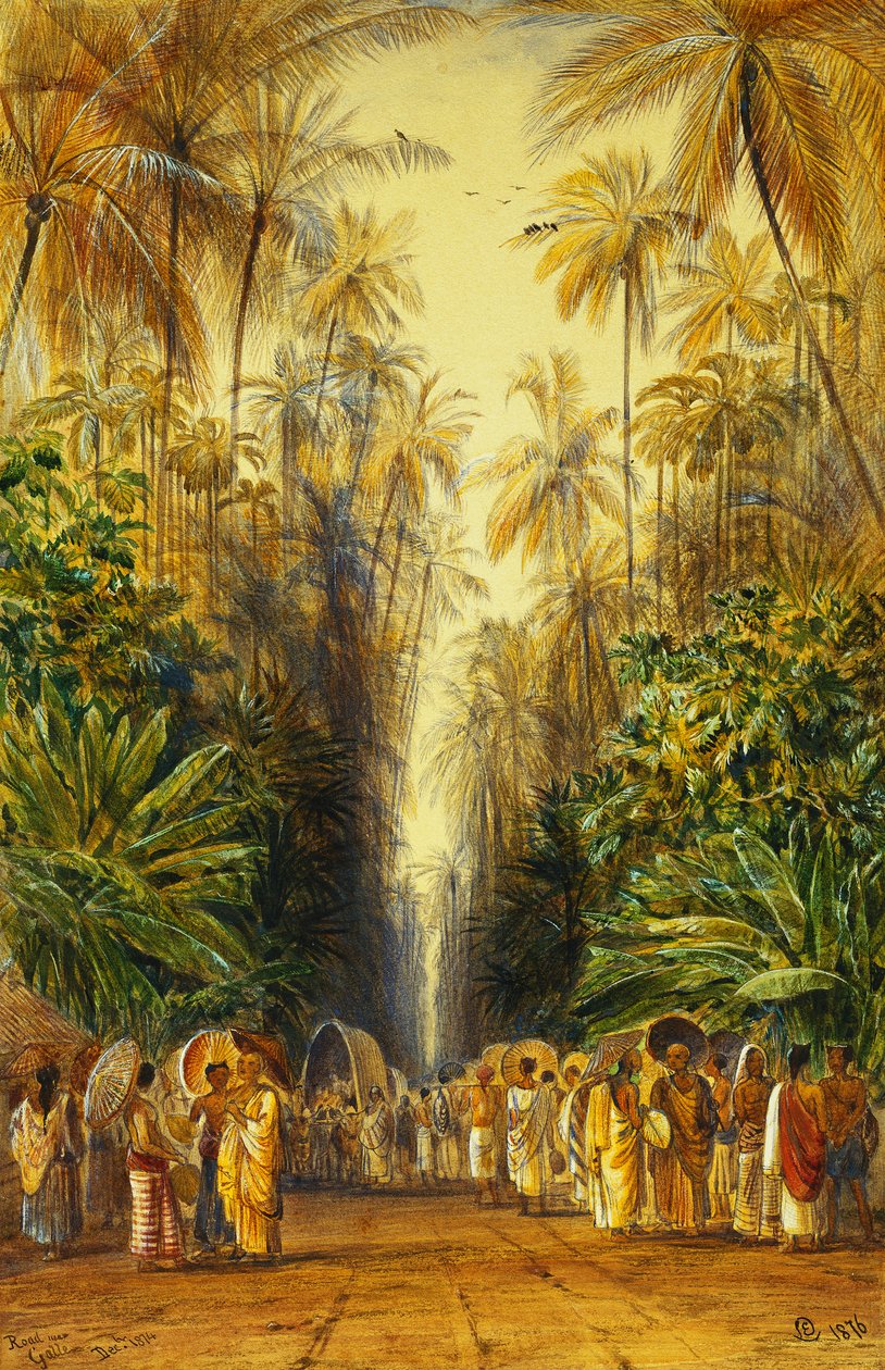 Figure su una Strada Vicino a Galle, Ceylon da Edward Lear