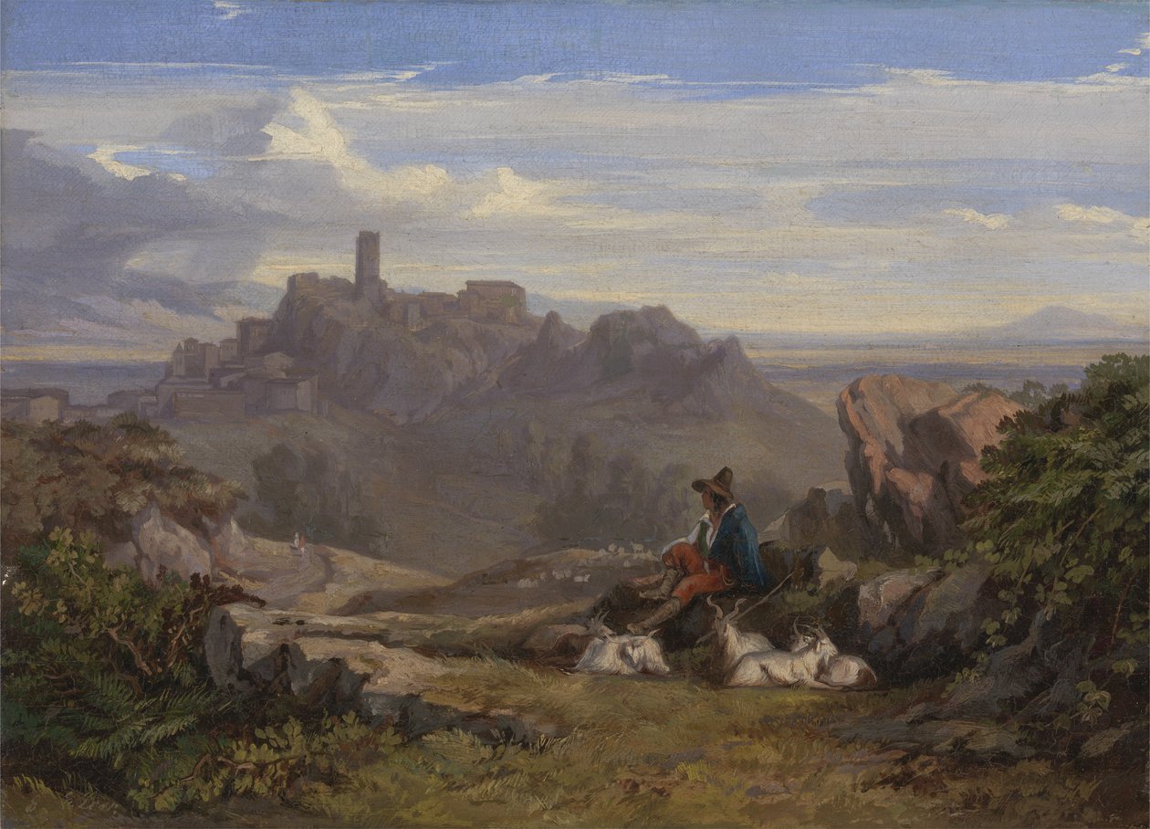 Paesaggio con capraio, c.1842 da Edward Lear
