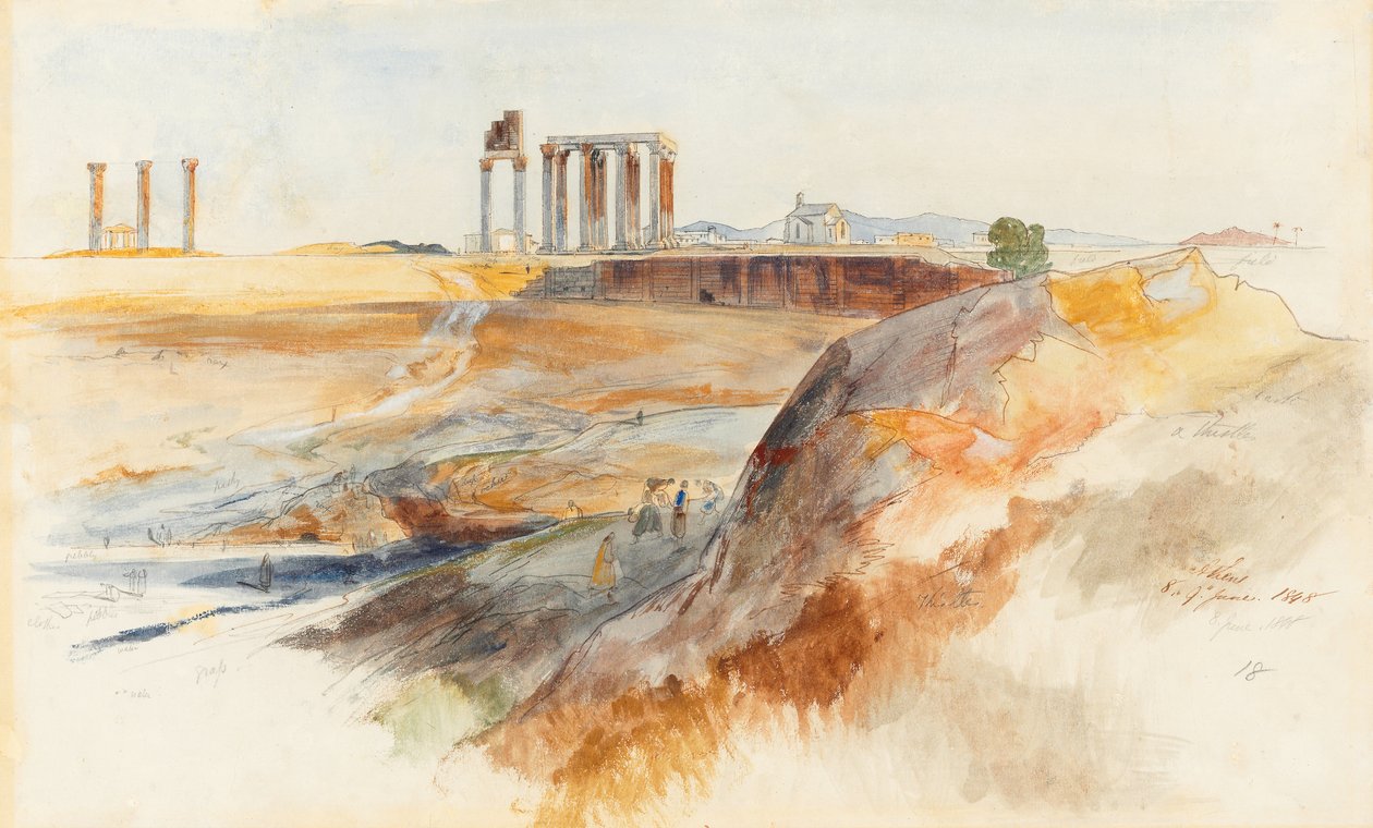 Il Tempio di Zeus Olimpico, Atene da Edward Lear
